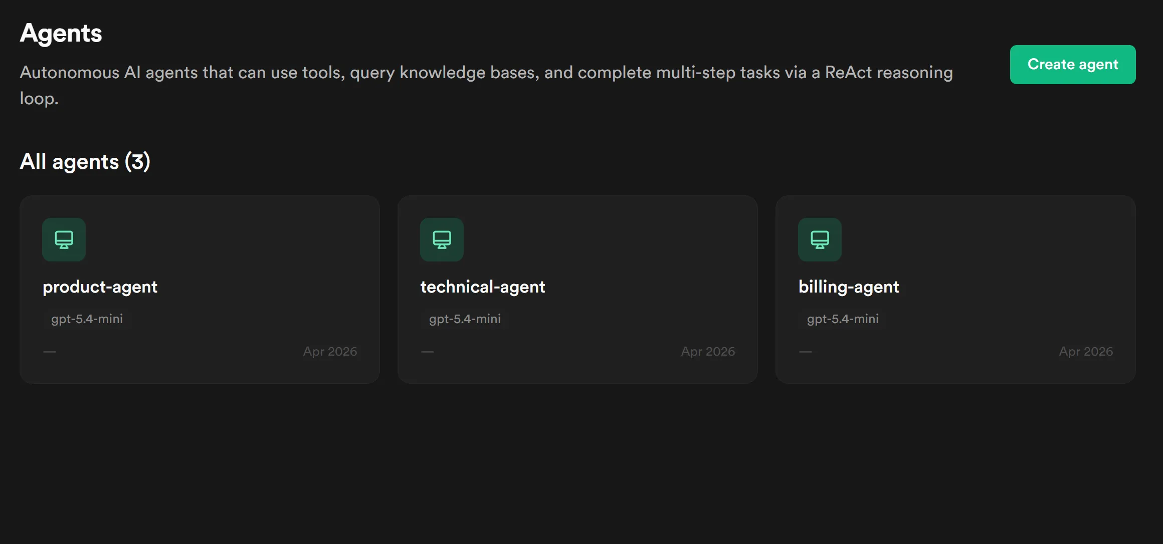 Agents list