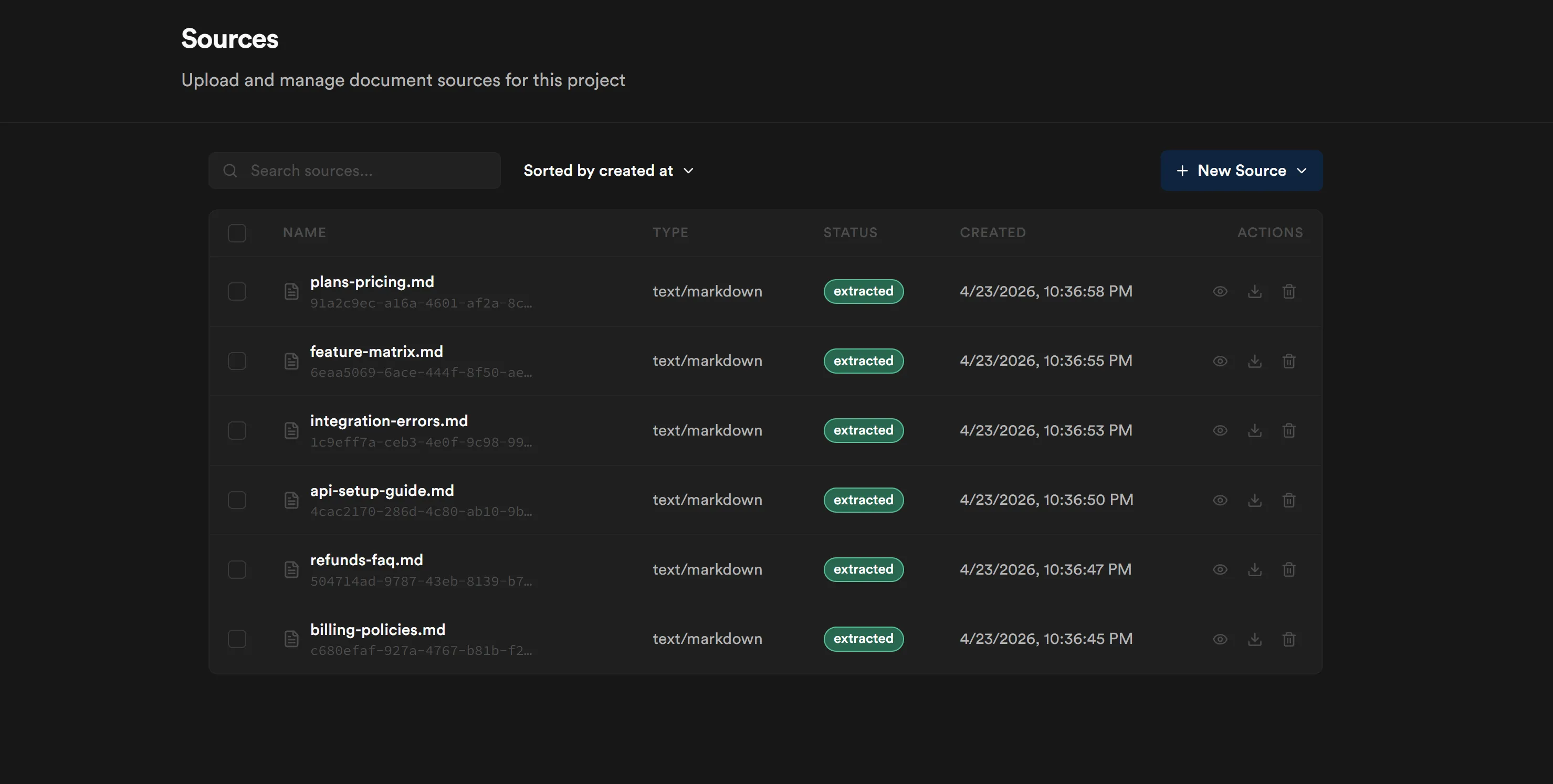 Sources page